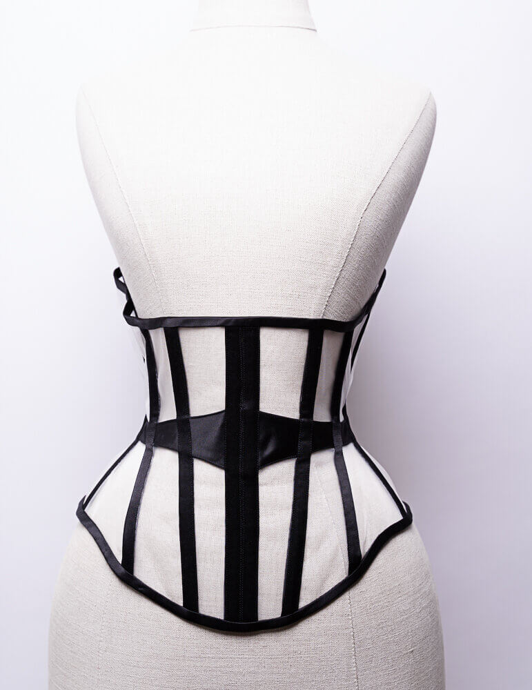 Sample - Ready to ship - Mesh and duchess satin underbust